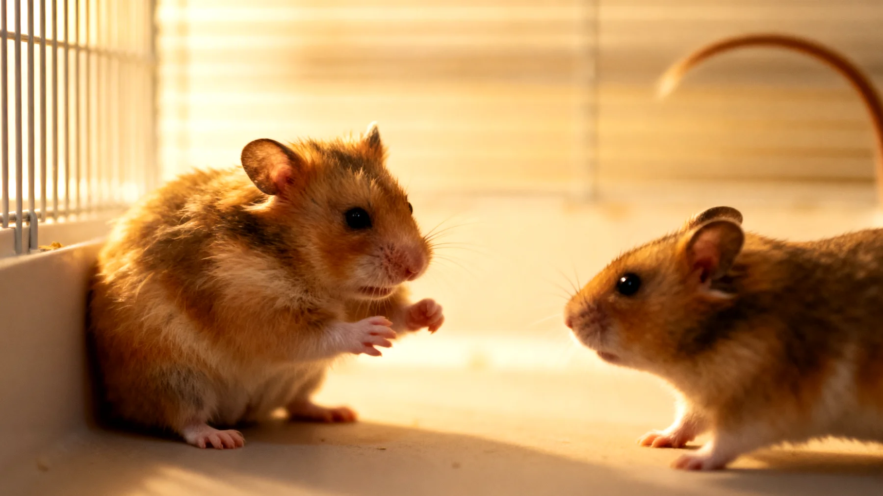 Hamster sind Einzelgänger und können bei der Haltung mit anderen Tieren gestresst werden oder aggressives Verhalten zeigen, was zu Verletzungen führen kann"