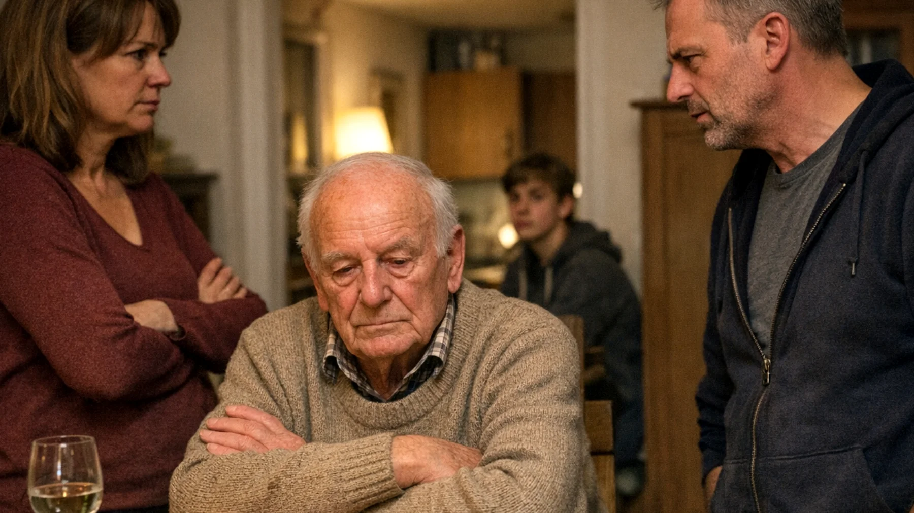 Der Opa erlebt zunehmende Spannungen mit der erweiterten Familie – insbesondere mit den Eltern der Jugendlichen – darüber, wie viel Einfluss und Autorität er im Leben seiner Enkelkinder haben sollte. Die Eltern fühlen sich übergangen, wenn der Opa eigene Regeln aufstellt oder Entscheidungen trifft, während der Opa das Gefühl hat, ausgegrenzt und in seiner Rolle als Großvater nicht respektiert zu werden."